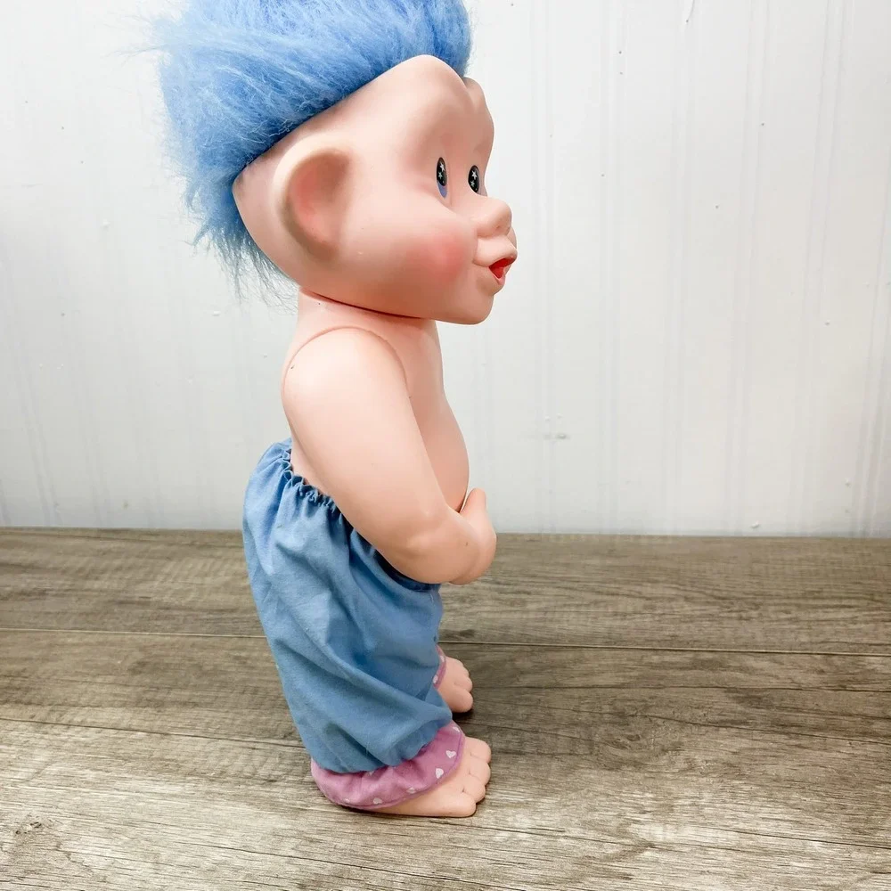 Vintage Applause Magic Trolls Doll‎ Blue Hair Star Eyes 12 Inch Vinyl Figure